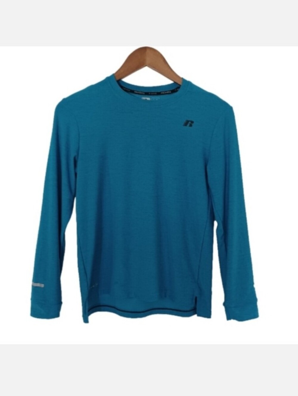 RUSSELL 360 Dri Power Blue Sporty Crewneck Activewear Long Sleeve T-shirt Top